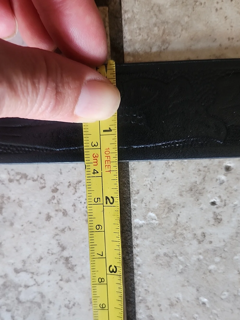 Nine West  Black Leather Belt with Silver Crystal Oval Buckle
